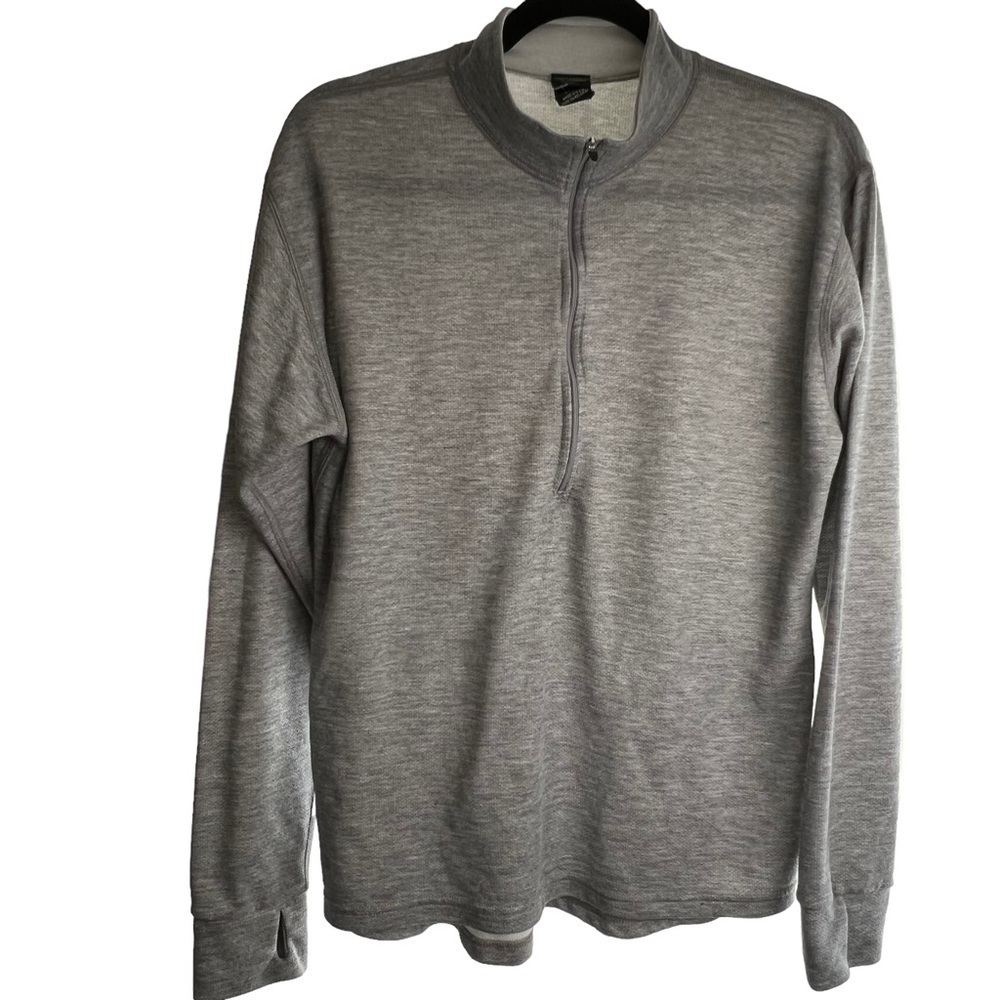 LL Bean Men Pullover Shirt Lightweight 1/2 Zip Base Layer Hiking Size Large Grey
